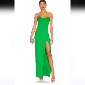 Superdown Ryleigh Strapless Green Maxi Dress